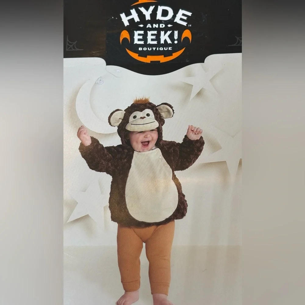 NWT Hyde and‎ Eek! Boutique Brown Monkey Costume for Kids Size 0-6 Month